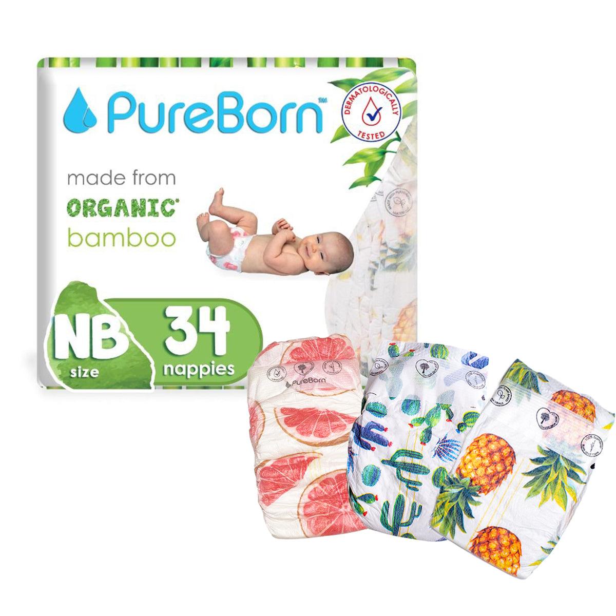 PureBorn Newborn Tape Bamboo Diapers (0-5kg) | The Nest Attachment Parenting Hub