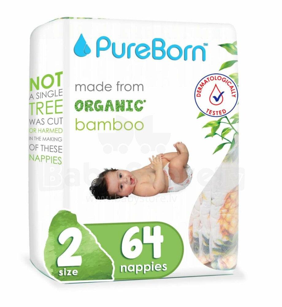 PureBorn Size 2 - Small Tape Bamboo Diapers (3-6kg) | The Nest Attachment Parenting Hub
