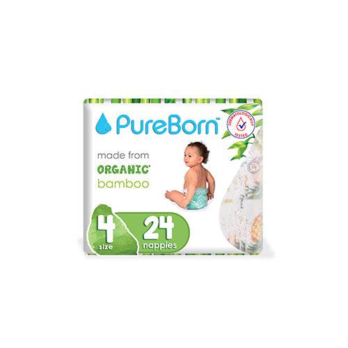 PureBorn Size 4 - Large Tape Bamboo Diapers (7-12kg) | The Nest Attachment Parenting Hub