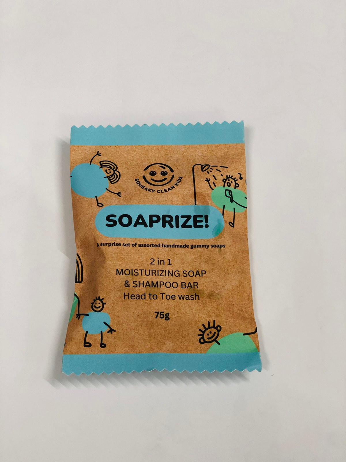 Squeaky Clean Kids Soaprize 2in 1 Moisturizing Soap & Shampoo Bar Head to Toe Wash 65g | The Nest Attachment Parenting Hub