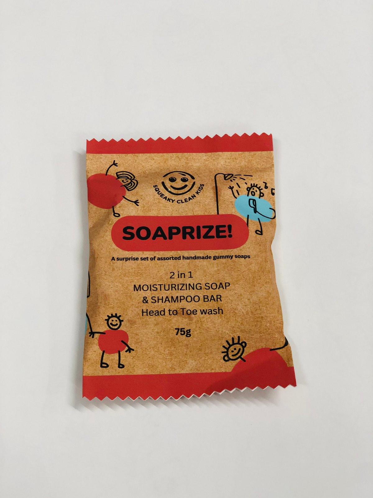 Squeaky Clean Kids Soaprize 2in 1 Moisturizing Soap & Shampoo Bar Head to Toe Wash 65g | The Nest Attachment Parenting Hub