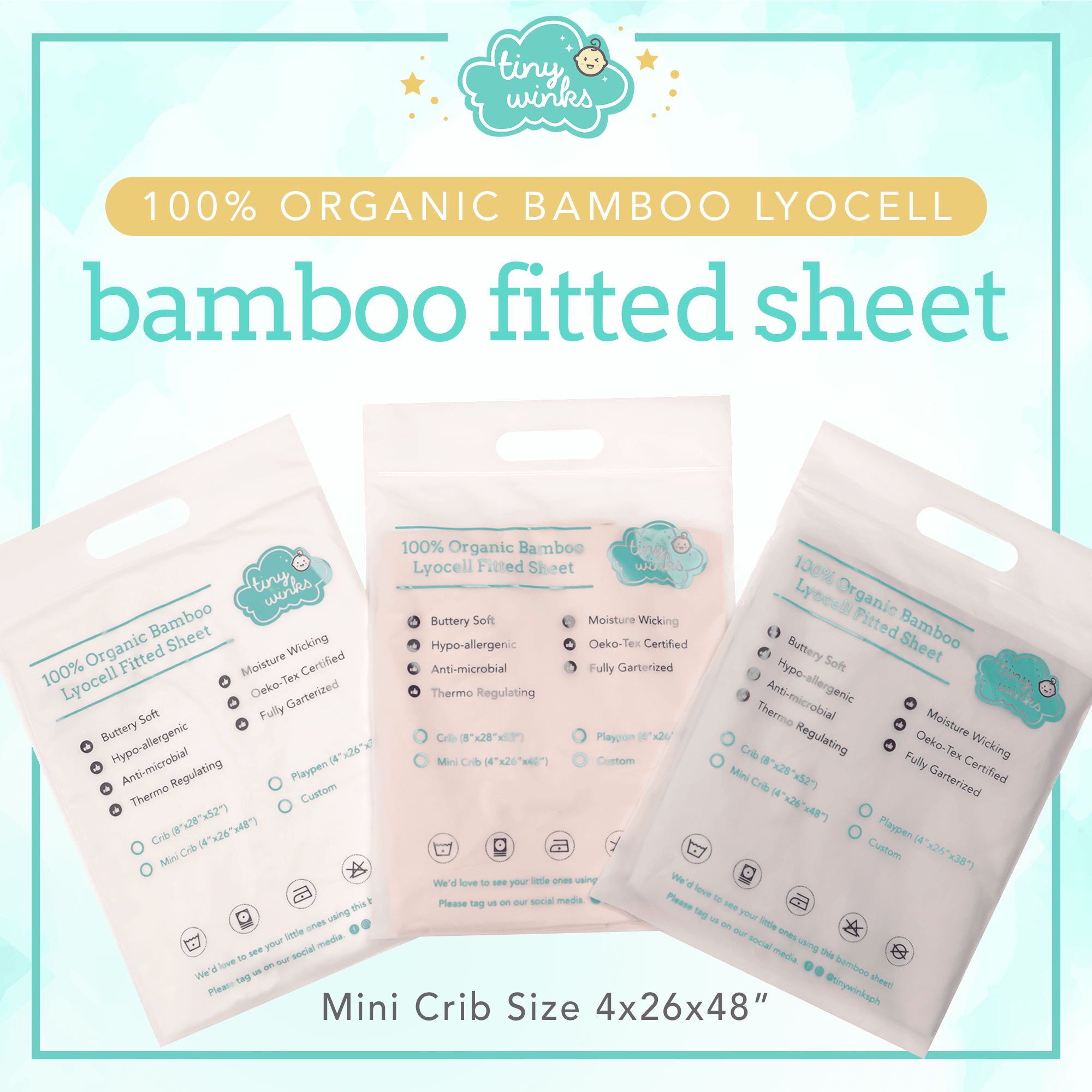 Tiny Winks Bamboo Mini-Crib Bed Sheet (4x26x48") | The Nest Attachment Parenting Hub